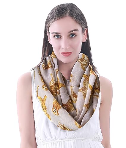 Lina & Lily Golden Retriever Dog Print Women's Infinity Loop Scarf Lightweight