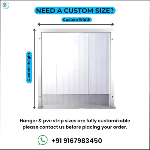 Image of Zenmat 2mm Thick PVC Strip Curtain | Wide Hanger X 6 Feet Long | 8.5 Inch Wide Vinyl Strips | Transparent Door Curtain | Ideal for Office, Balcony, Cold Storage | Customizable Sizes