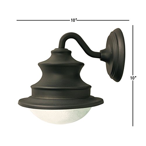 Gama Sonic GS-122 Barn, Gooseneck Wall Mount Sconce Outdoor Solar Light Fixture, Bright White LED, Brown