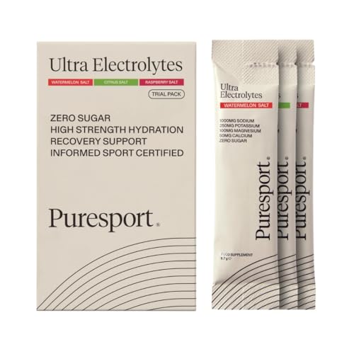 Puresport Ultra Electrolytes Hydration Trial Pack (6 Pack) Watermelon, Citrus & Raspberry Salt Sachet Flavours, Sugar-Free, Optimise Hydration & Support Muscles, Travel-Friendly Format
