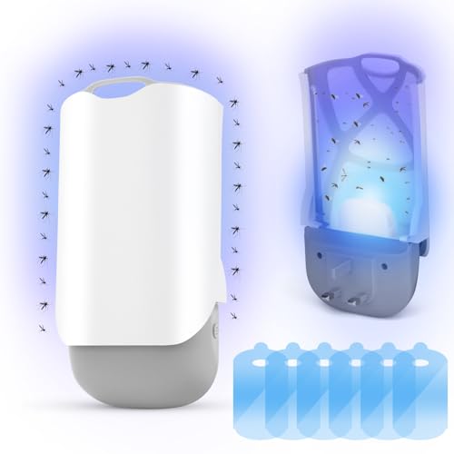 Necomi Flying Insect Trap Upgraded Fruit Fly Traps for Indoors Plug-in Fly Bug Zapper with Night Light UV Light Captures Flies Mosquito Killer for Flies Moths Fruit Flies(with 6Pcs Adhesive Cards)