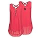 IMJONO Débardeur Femme Ete Sexy Camisole Femme Grande Taille Loose Mousseline de Soie Zipper Épaule Blouse sans Manches Top Crop Gilet Croiser en arrière Ourlet posé T-Shirt Tunique Hauts(Rouge, M