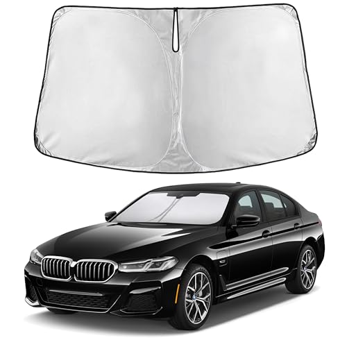 Image of EcoNour Windshield Sun Shade Compatible for BMW 5 Series 2017- 2023 Front Window Sunshade Foldable Sun Visor UV & Heat Blocking Protection
