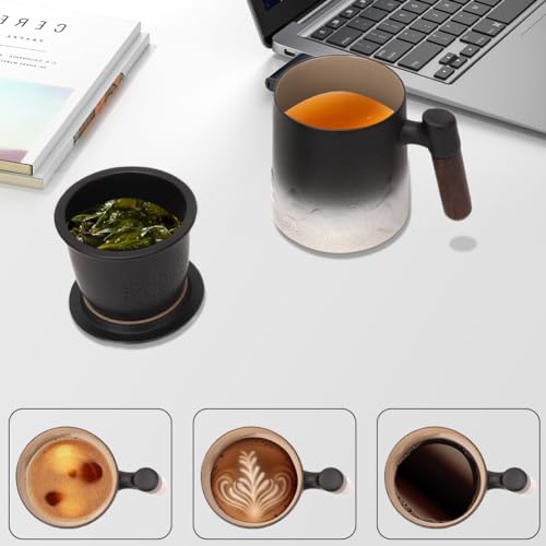 LOMUG Teetasse mit Deckel und Sieb, 450ML Gross Teebecher mit Siebeinsatz Keramik Losen Teetassen für den Täglichen und Bürogebrauch, Geschenke für Papa Opa Familie und Freunde Einweichen