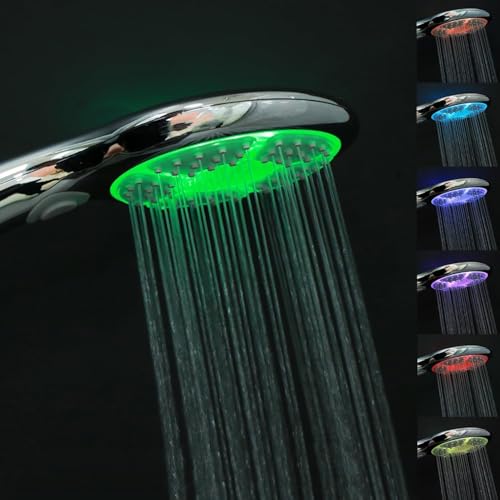 JINYOMFLY Teléfono Ducha con luz, 7 Colores Alcachofa para Ducha LED, 3 Modos Mango Ducha Colores, 12,5cm Alcachofa de Ducha con Luz LED