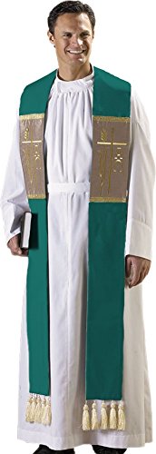 Alpha Omega Stole with Gold Tassels (Green)