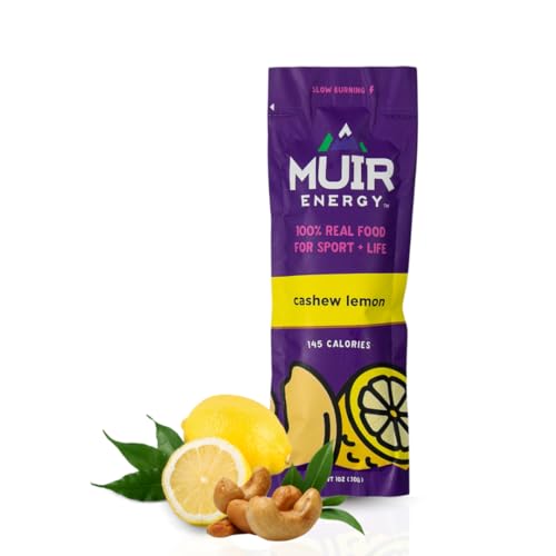 MUIR Cashew Lemon Real Food Energy Gel - 10 Count | Organic Vegan Paleo Non-GMO Gluten-Free Slow Burning Endurance Gel | Clean Energy for Runners Cyclists &amp; Athletes | No Artificial Flavors