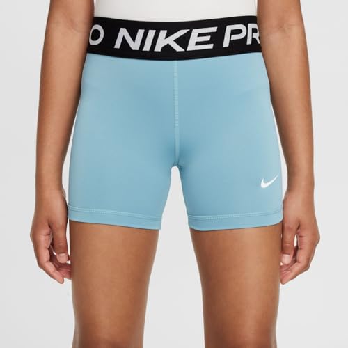 Image of Nike Girls' Pro Shorts (Little Big Kid), Denim Turq /White