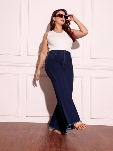Image of Miss Chase A+ Women's High Rise Regular-Length Stretchable Denim Wide-Leg Shaping Jeans