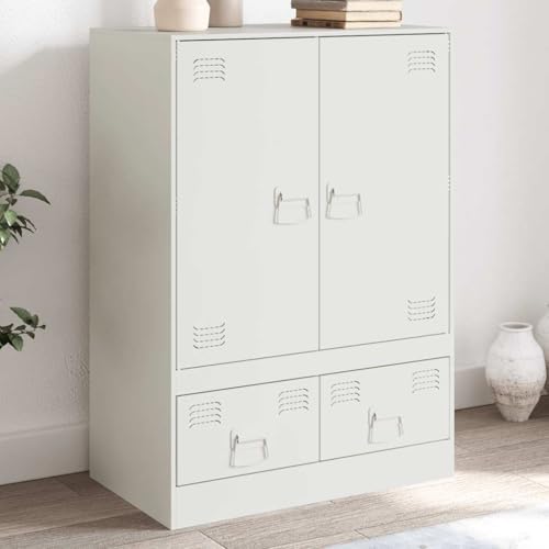 Frdhee Armario de almacenamiento con cajones de cocina, tablero alto blanco 67 x 39 x 95 cm acero,gabinete de bar de café para cocina, comedor, sala de estar, fácil de mantener