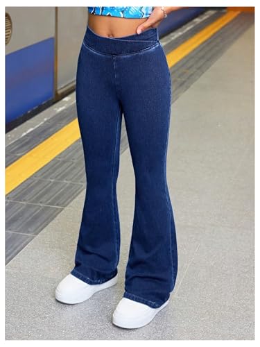 GORGLITTER Girl's Flare Jeans Crossover Stretchy Denim Pants Bootcut Bell Bottoms Cute Yoga Pants2
