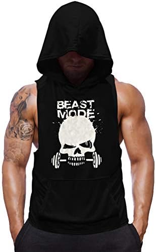 SZKANI Mens Skull Print Sleeveless Fitness Vest Bodybuilding Stringers Workout Tank Tops