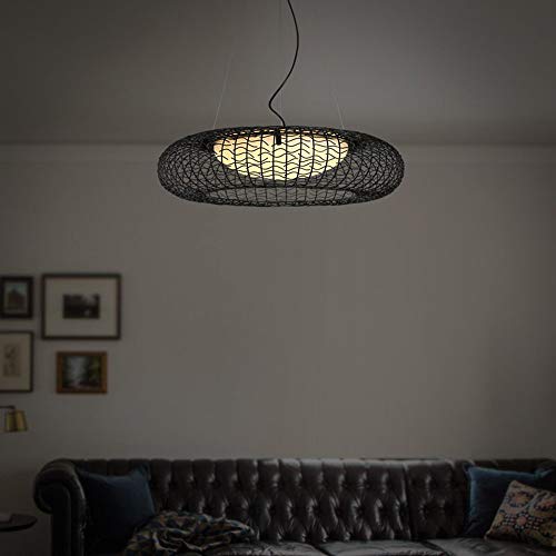 Plafonnier cage en fer rond avec LED à 3 couleurs pour café