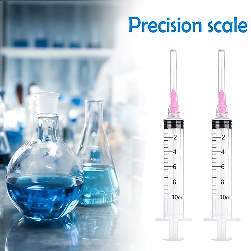 100PCS-10ml Luer lock Syringes with 18ga Needles, Individually Packaging Disposable Plastic Syringes and Needles for Scientific Labs, Industrial, Animal and Pet Supplies - Thumbnail 4