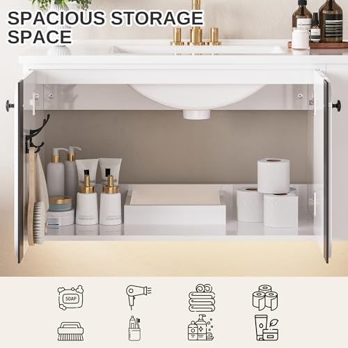 image for IRONCK 36 Inch Bathroom Vanity with Sink, Wall Mounted Floating Vanity
