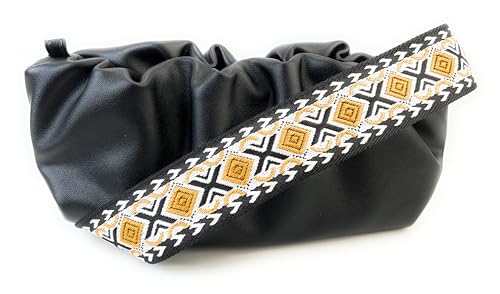Image of Purse Strap Replacement for Crossbody Bags & Handbags | Premium Webbing with Bronze Hardware Clip-On Installation Adjustable Length Comfortable Wide Guitar Style Strap