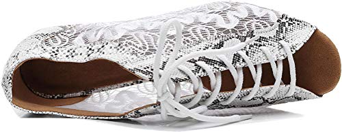 Chaussures de danse tango souples et légères bout ouvert blanc - 2