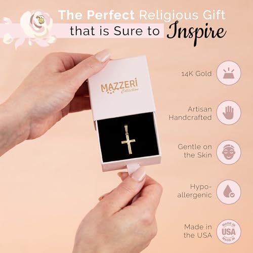 MAZZERI 14k Gold Cross Pendant And 10k Gold Religious Charms for Men and Women, Hypoallergenic - Handcrafted in the USA - Image 3