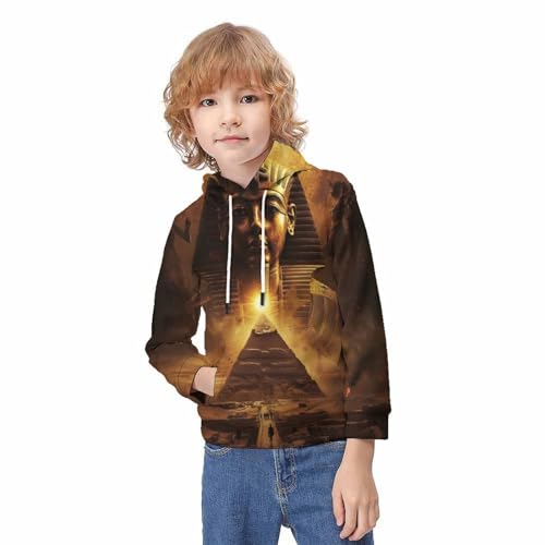 Sweatshirt Pharaon enfant 9-11 ans avec grande poche et capuche imprimée 3D