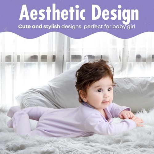 Baby Pajamas for Boys Girls, 2-Pack, Two Way Double Zipper Sleeve Footie Romper Clothes with Floral Design, 3-6 Month Sleeper & 100% Cotton PJs for Newborn4