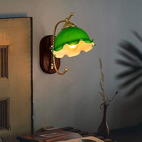 Lampe murale en verre rétro vert style vintage pour chevet et couloir