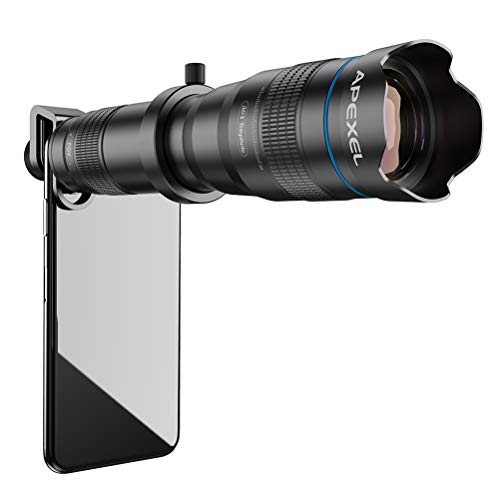 HD Handyobjektiv 36X Zoom Teleobjektiv für iPhone Samsung, Huawei, Xiaomi Android Smartphone, Monokular Teleskop, Black
