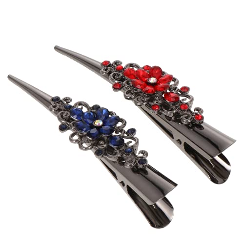minkissy Rhinestone Hair Clips 2 Pack Metal Duckbill Alligator Hairpins Lightweight Hair Accessory for Women Girls 5.11 in for Wedding Party Celebrations