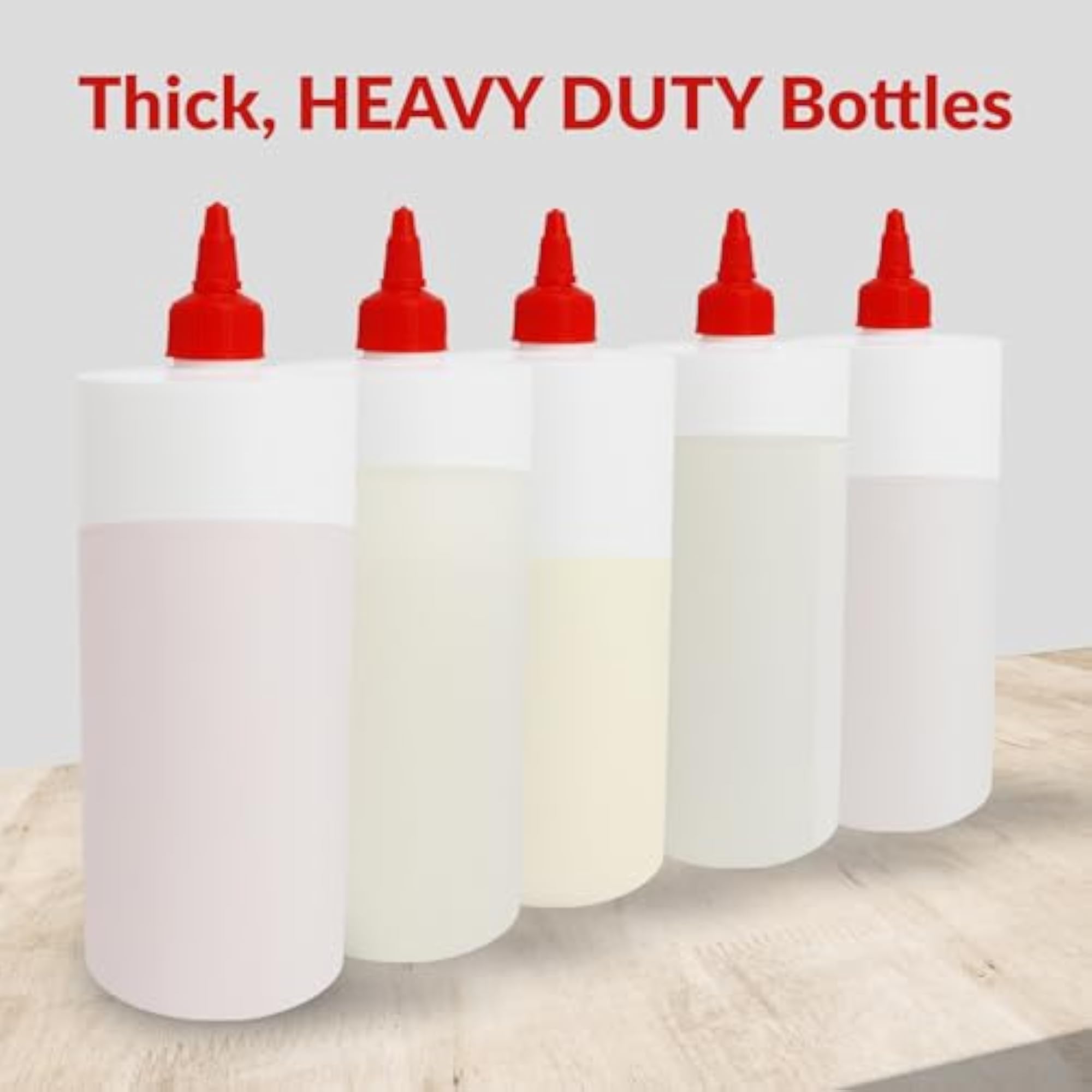 Plastic Squeeze Bottles, 8 Pack, 24 oz.