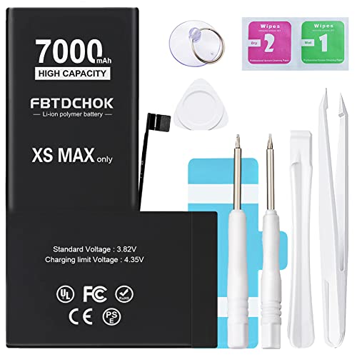 Fbtdchok [7000Mah Upgraded Replacement Battery Compatible With Iphone Xs Max, [New Version] Ultra High Capacity 0 Cycle A+ Battery Replacement For Iphone Xs Max, With Complete Repair Tool Kit #TOP3