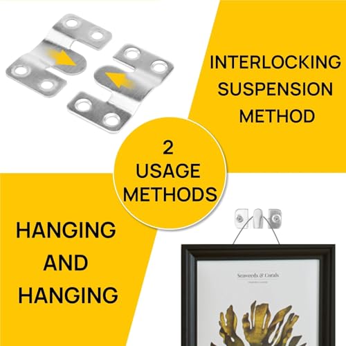 Image of Flush Mount Bracket 20 /30PCS Stainless Steel Hooks for Wall-Mounted Picture Frames, Mirrors, and Hanging Hardware(20 Small 10 Large)