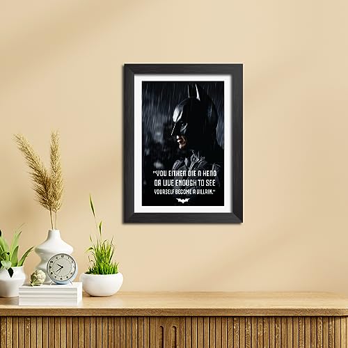 Image of TenorArts Batman Poster with Quotes Comics Photo Frame Painting With Black Wooden Textures (12inches x 9inches)