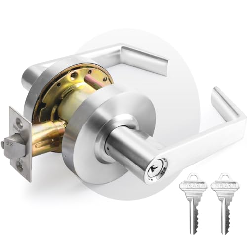 MrArm Commercial Door Lever Lock, Heavy-Duty Locking Door Handle, Designer Door Handles, Cylindrical Lever Lock, Non-Handed Grade 2 Industrial Standard Door Handle, Entrance Keylock w/Clutch