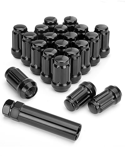 Image of KSP M12x1.5 Lug Nuts Black, 20pcs 12mmx1.5 Lug Nut 6 Spline Lugnuts for Honda Accord CRV Civic Fusion Focus Escape XR-V Element Pilot Impala, Closed End Aftermarket Nuts with 1 Socket Key for Chevy