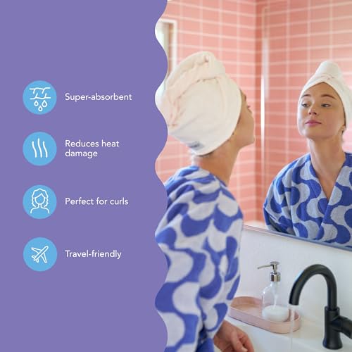 Image of Turbie Twist 2-Pack Microfiber Hair Towel for Beauty, Travel, Gifting - Hair Wrap Turban for Straight, Wavy & Curly Hair - Premium Personal Care - Tonal