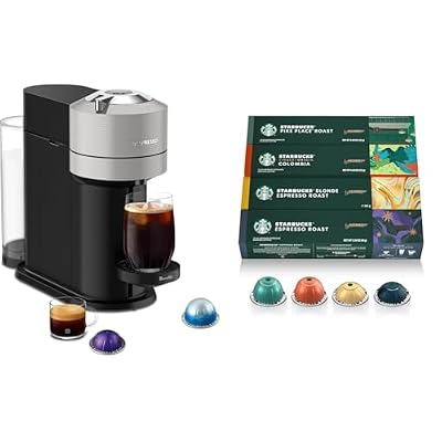 Nespresso Vertuo Next Coffee and Espresso Maker by Breville, Light Grey + Starbucks Capsules