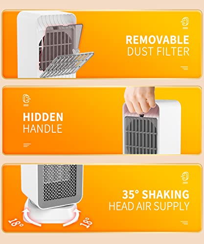 Tyzu Space Heaters For Indoor Use, 1500W Electric Space Heater With Widespread Oscillation, Overheating & Tip-Over Protection, Ptc 3S Fast Heating Ceramic Room Heater For Office Under Desk Quiet #TOP5