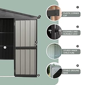 Domioutdoorstorageshed82x62metalsteelutilitytoolshedstoragehousewithdoublelockabledoorsairventforbackyardgardenpatiolawn Urban Country Home Decor Domi outdoor storage shed 82 x 62 metal steel utility tool shed storage house with double lockable doors air vent for backyard garden patio lawn urban country home decor