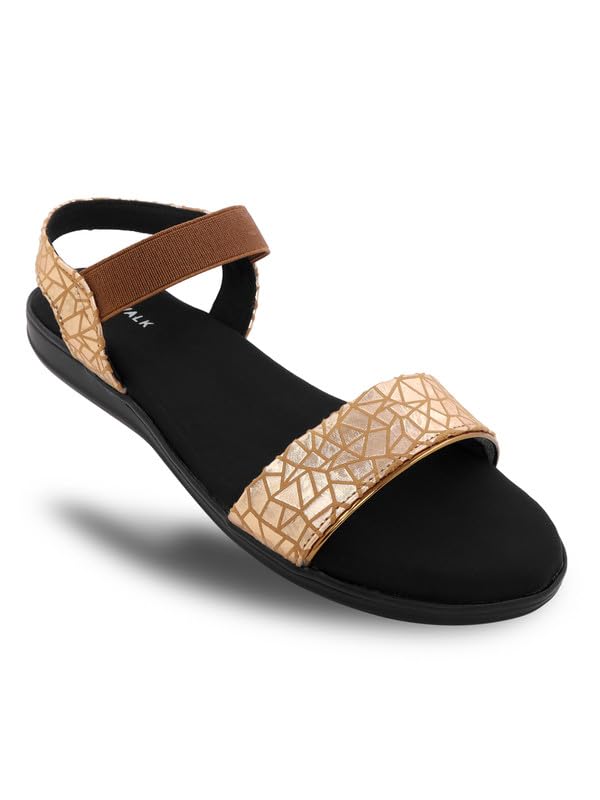 v-walk Women's Printed Open Toe Flat Sandals with Elastic Back Strap | Casual Comfort Slip-On Sandals-picture-44