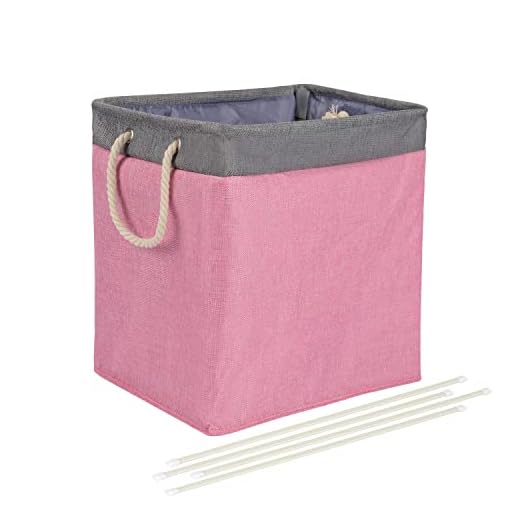 Amazon Basics Foldable Fabric Laundry Hamper with Detachable Brackets - Pink