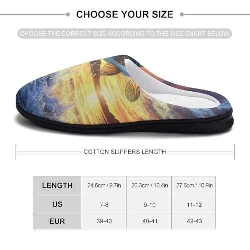 Bass Fish Sunset Women's Cotton Slippers Indoor Outdoor Slip-on Warm House Shoes with Anti-Skid Rubber Sole2