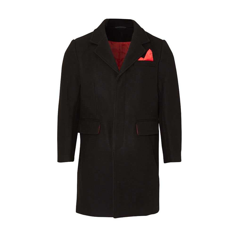 RelcoMens Skinhead Mod Classic Overcoat with Red Lining XL