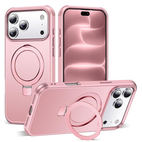 SKYLMW Compatible with iPhone 18 Pro Max Case with Stand,Rose Gold