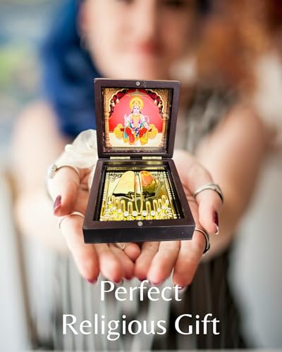Image of Hanuman Ji Pocket Temple Charna Paduka Bajrang Bali | Gold Plated Box God Idol Bhagwan | Religious Gift for Mom & Dad | Diwali Gift Item | Pawan Putra Hanuman Jayanti (Hanuman Ji)