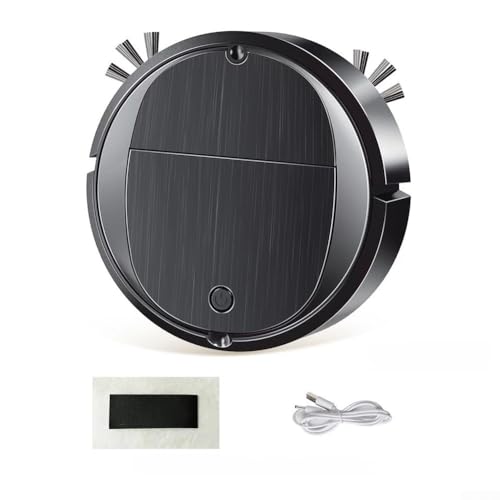 HavenDomicile 2PCS Potente robot limpiador de succión, SB recargable y compacto para uso en suelos duros, robot aspirador de pelo de mascotas con tecnología avanzada de succión (negro)