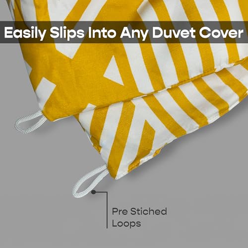 Image of SleepyCat Luxurious All Season Reversible Printed Comforter - 200 TC | Hotel Like Feel with Down Alternative Lightweight Microfiber Fill, Double Size 90x100 Inches (Mustard Mosaic)