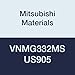 Mitsubishi Materials VNMG332MS US905 Carbide VN Type Negative Turning Insert with Hole, Stable Cutting, Coated, Rhombic 35?, 0.375" IC, 0.187" Thick, 0.031" Corner Radius, MS Breaker (Pack of 10)