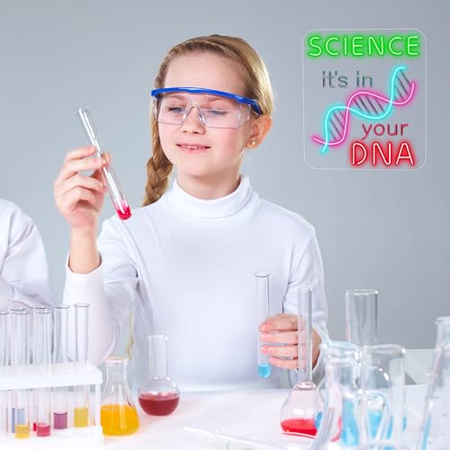 Image of DNA Science Neon Sign Wall Decor 16 inchx12 inch Dimmable LED Light with Double Helix Model, Biology Teacher Gift for Classroom Lab Office Bedroom, Science Gifts for Students Teens Chemists & Science Lovers