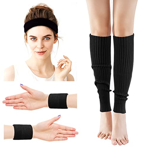 Image of ONUPGO Leg Warmers for Women 80s Sport Headband Wristbands Neon Leg Warmers Set - 80s Workout Clothes 90s Outfit for Women