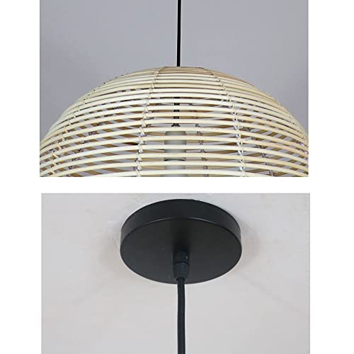 Suspension en rotin noir et lanterne de lustre réglable en bambou pour LED E27 - 7