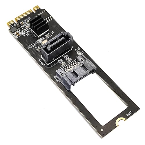 Sintech PCI Express M.2 nVME Key B+M to Dual SATA 3.0 Ports Adapter Extension Card Chipset JMB582(Only Fit 2280 Slot)